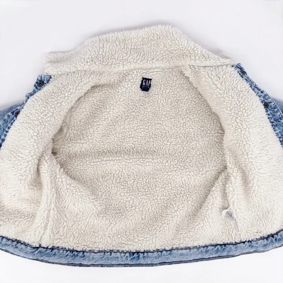 GAP | Kids Sherpa Icon Blue Denim Jean Jacket | Size L - Picture 6 of 8